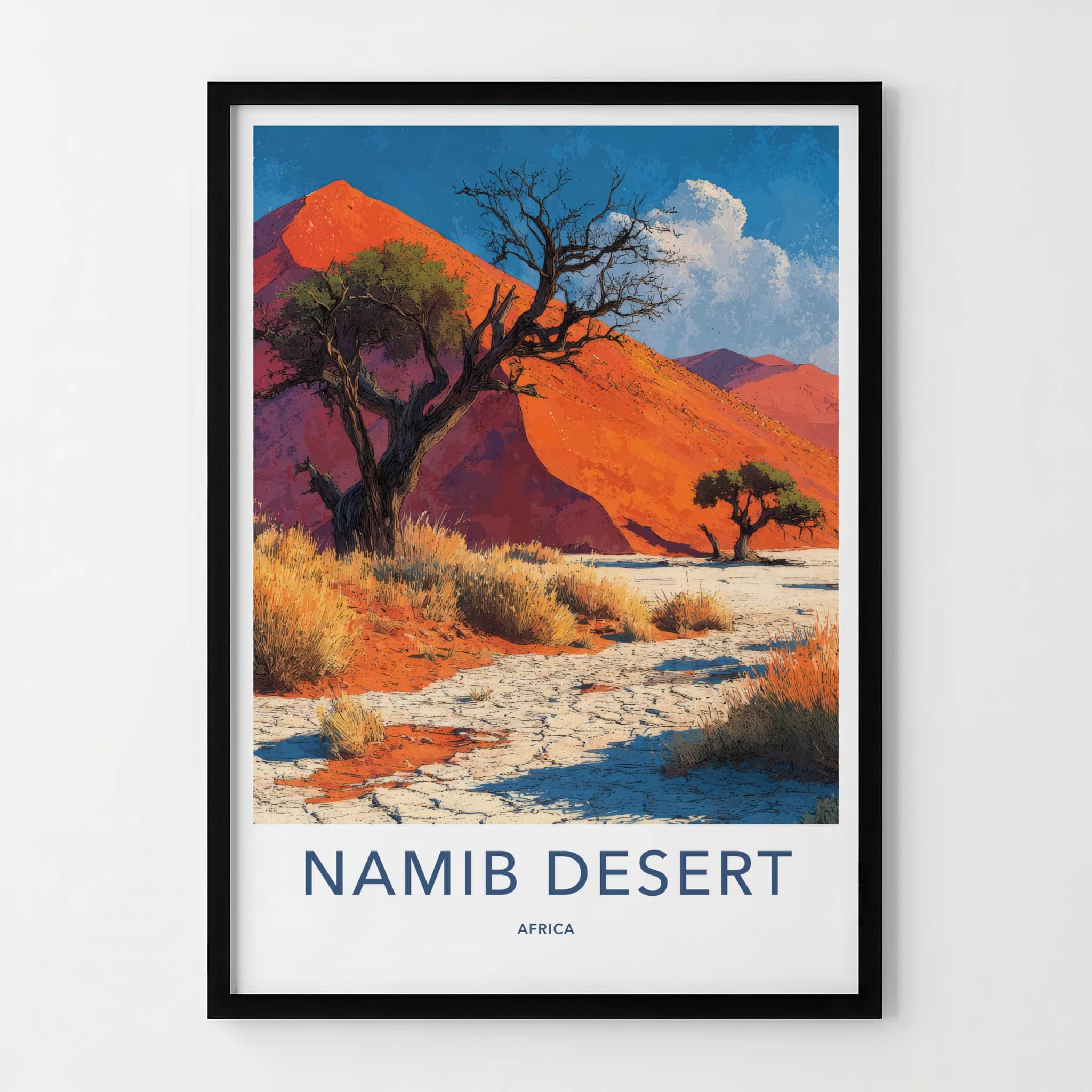 Namib Desert Poster - Africa Travel Print - Red Dune Landscape Home Decor