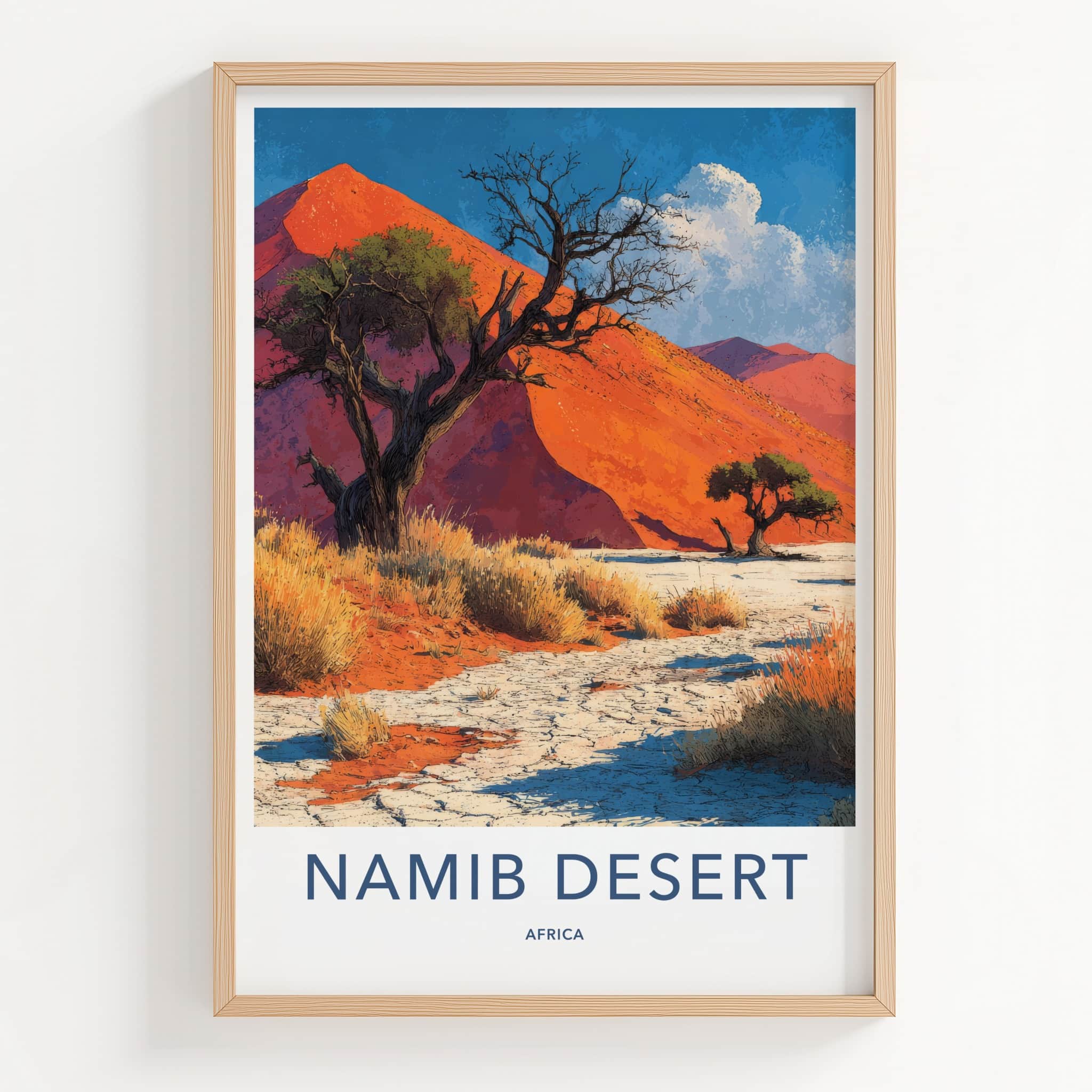 Namib Desert Poster - Africa Travel Print - Red Dune Landscape Home Decor
