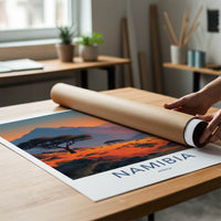 Namibia Poster - Africa Travel Art - Orange Grassland Sunset Home Decor