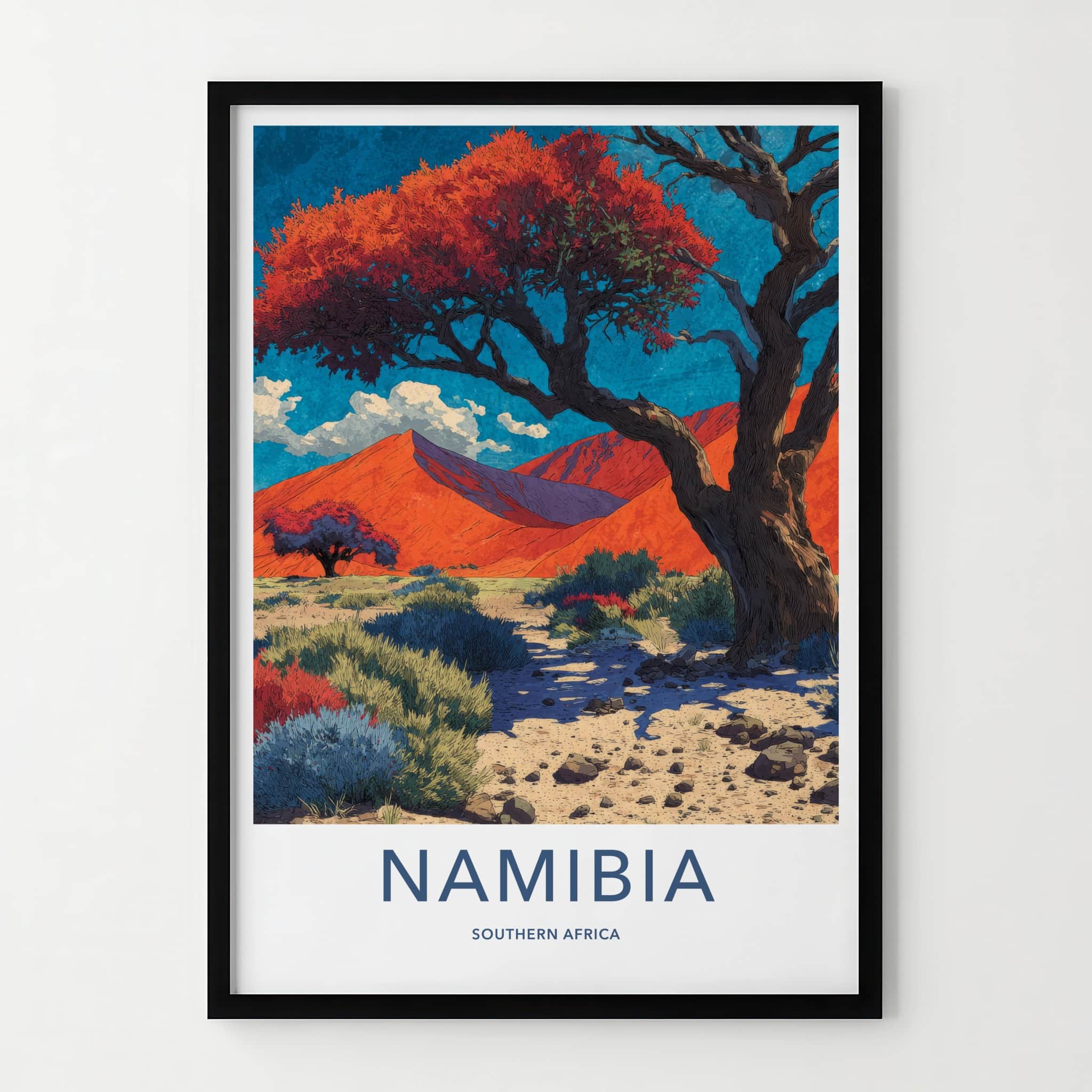 Namibia Poster - Africa Travel Art - Striking Desert Landscape Home Decor