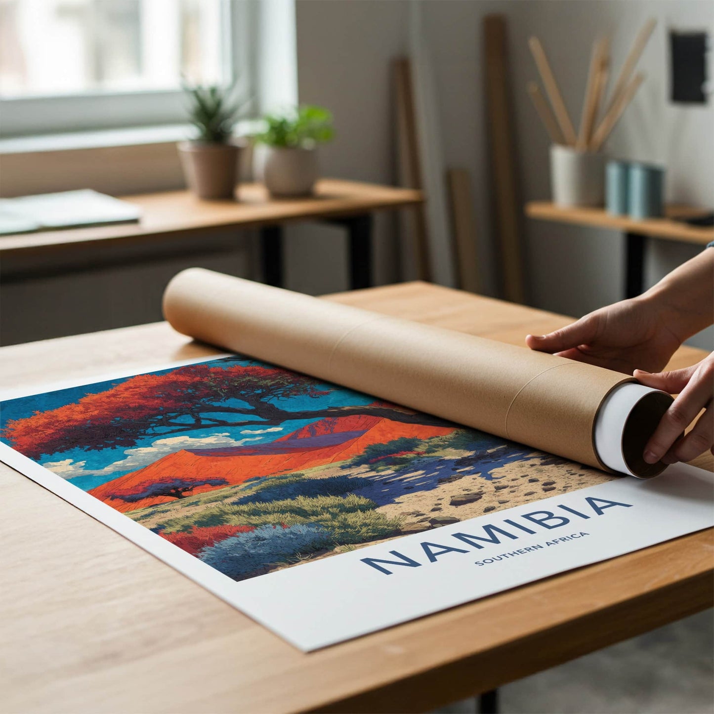 Namibia Poster - Africa Travel Art - Striking Desert Landscape Home Decor