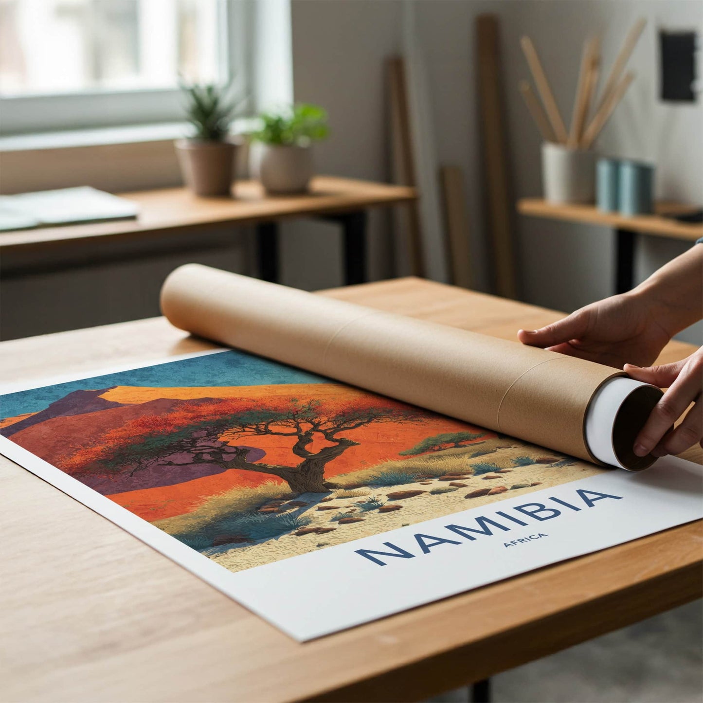 Namibia Poster - Africa Travel Art - Vibrant Desert Scene Home Decor