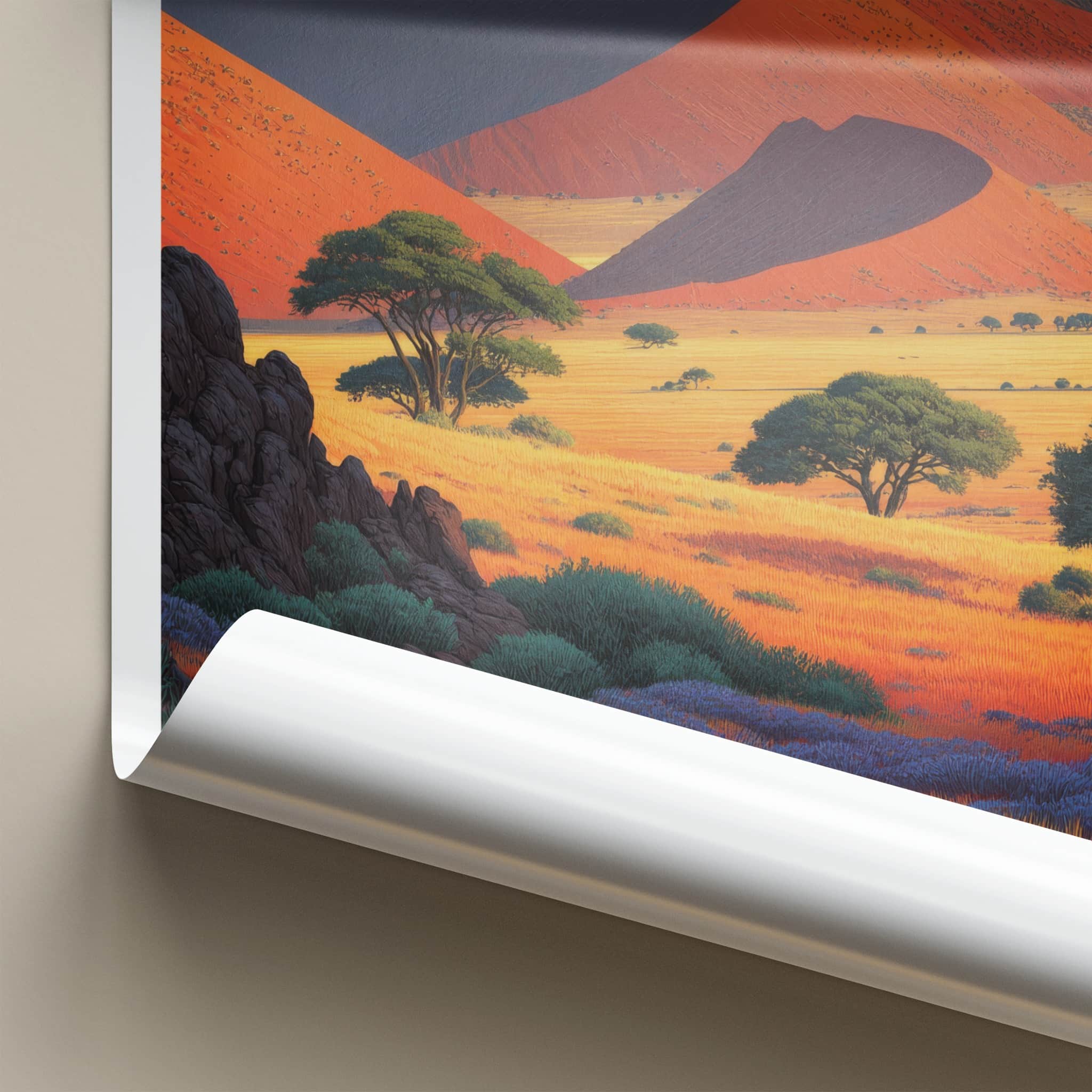 Namibia Poster - Africa Travel Print - Orange Desert Dunes Home Decor