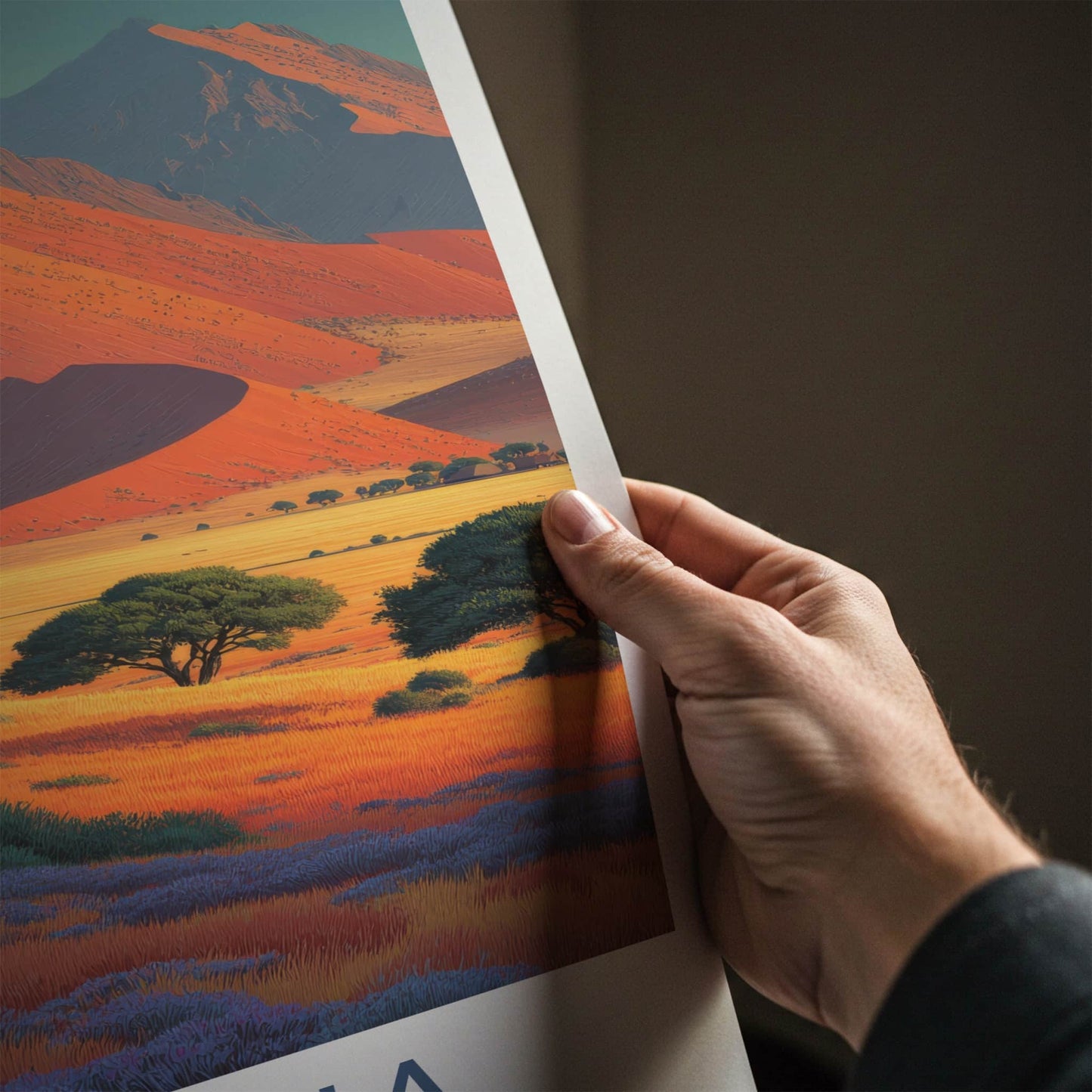 Namibia Poster - Africa Travel Print - Orange Desert Dunes Home Decor