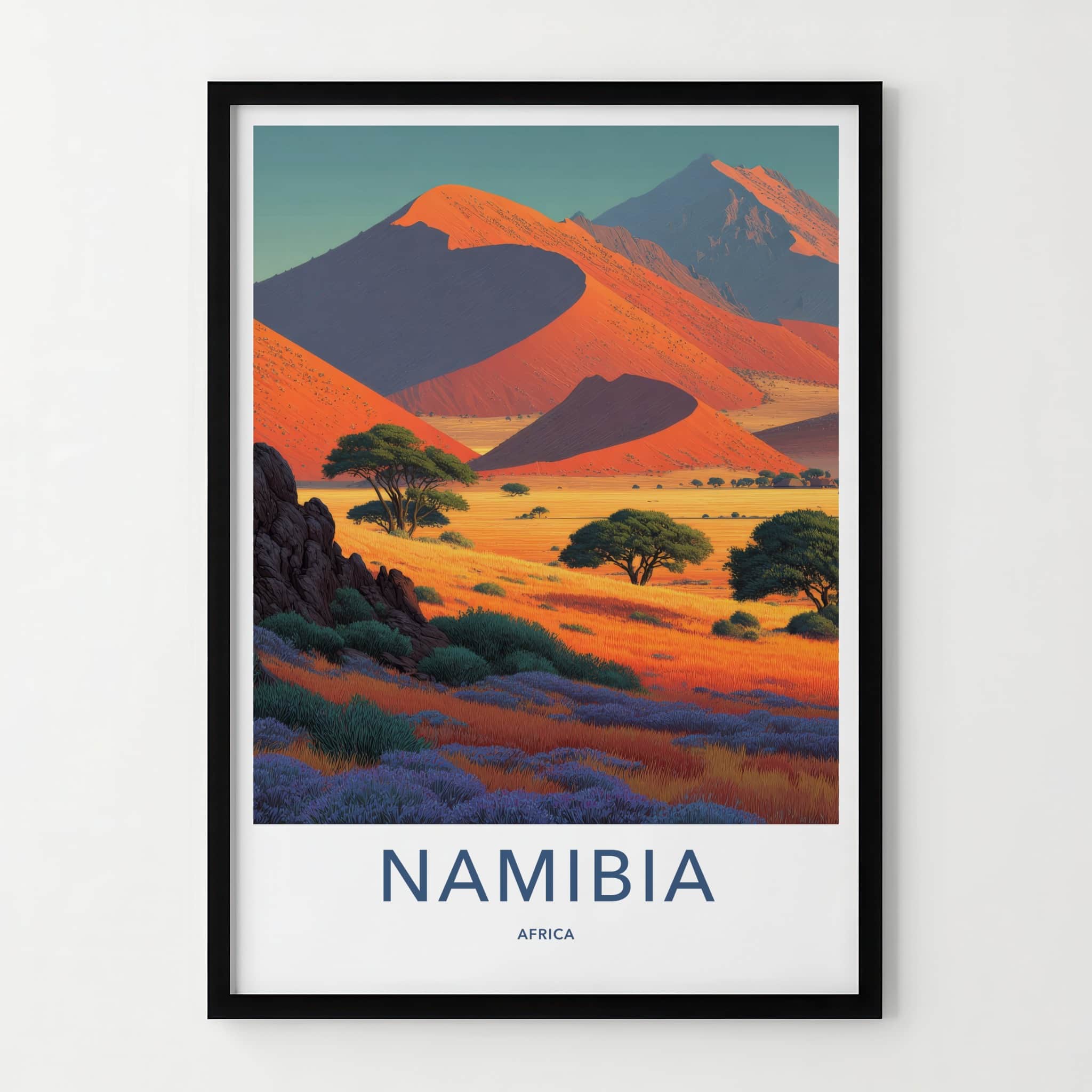 Namibia Poster - Africa Travel Print - Orange Desert Dunes Home Decor