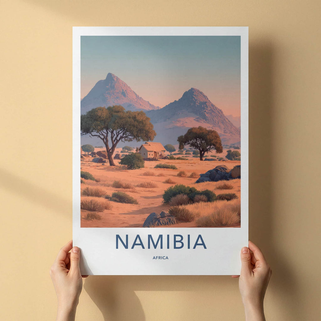 Namibia Poster - Namibia Travel Art - Desert Outback Cabin Wall Decor