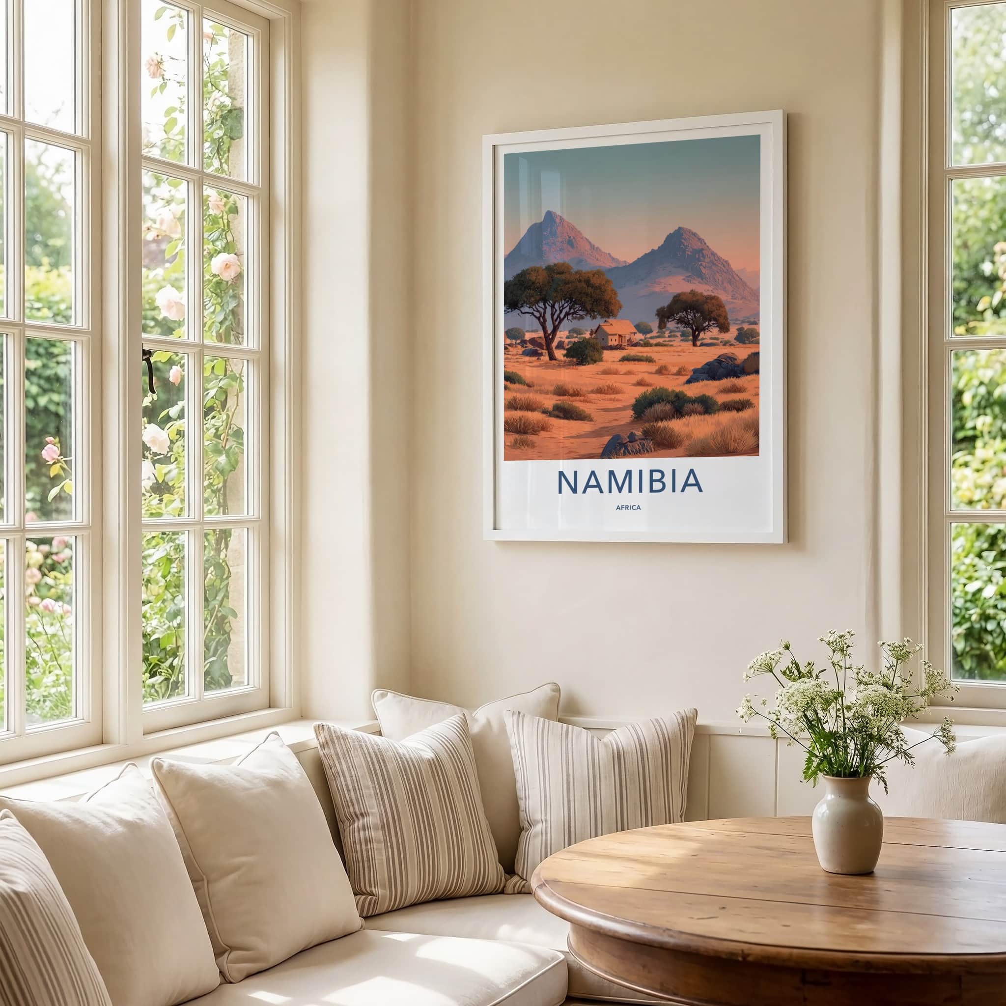 Namibia Poster - Namibia Travel Art - Desert Outback Cabin Wall Decor