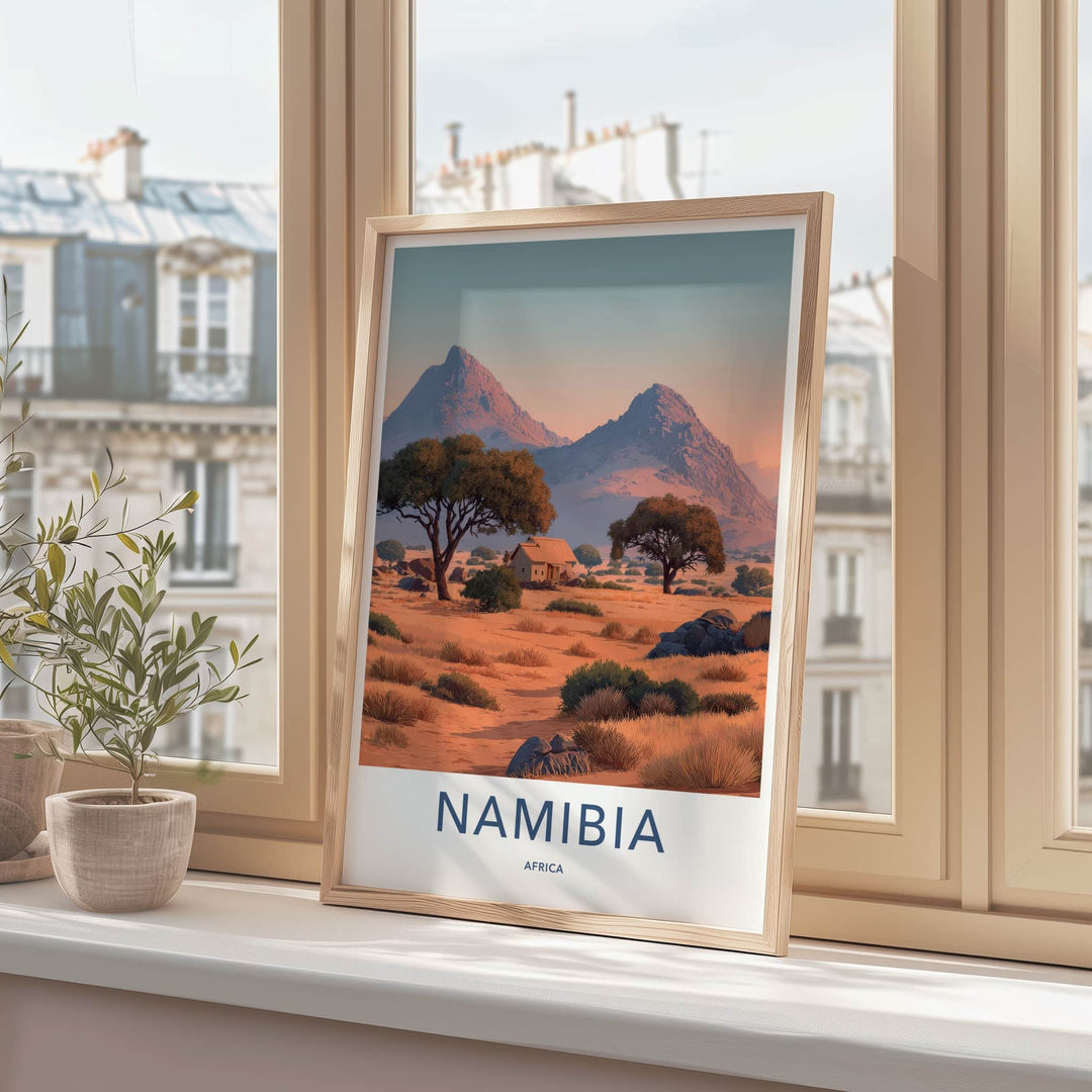 Namibia Poster - Namibia Travel Art - Desert Outback Cabin Wall Decor