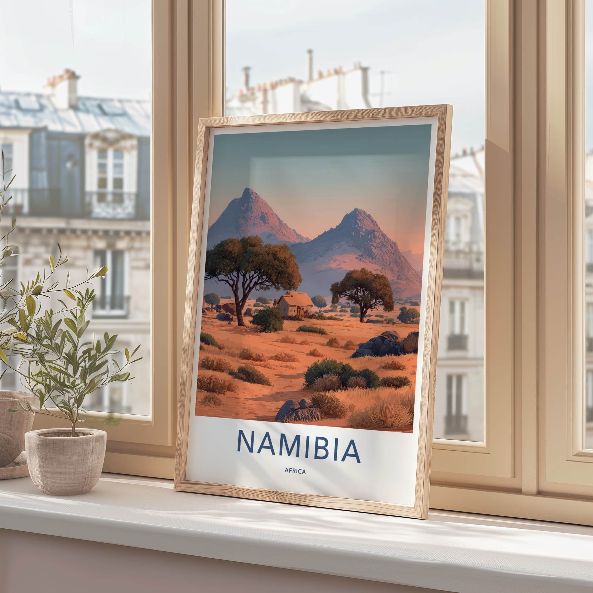 Namibia Poster - Namibia Travel Art - Desert Outback Cabin Wall Decor
