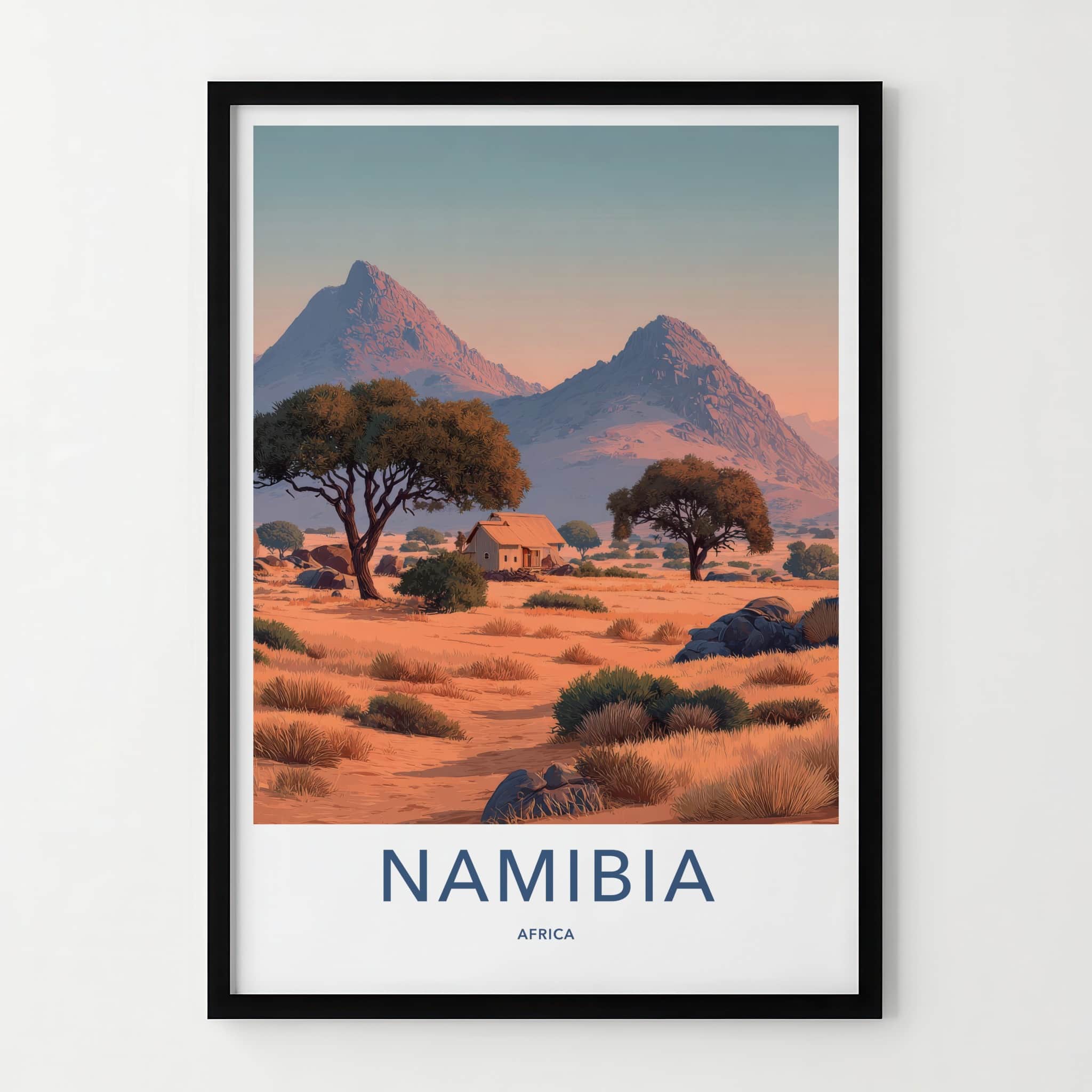 Namibia Poster - Namibia Travel Art - Desert Outback Cabin Wall Decor