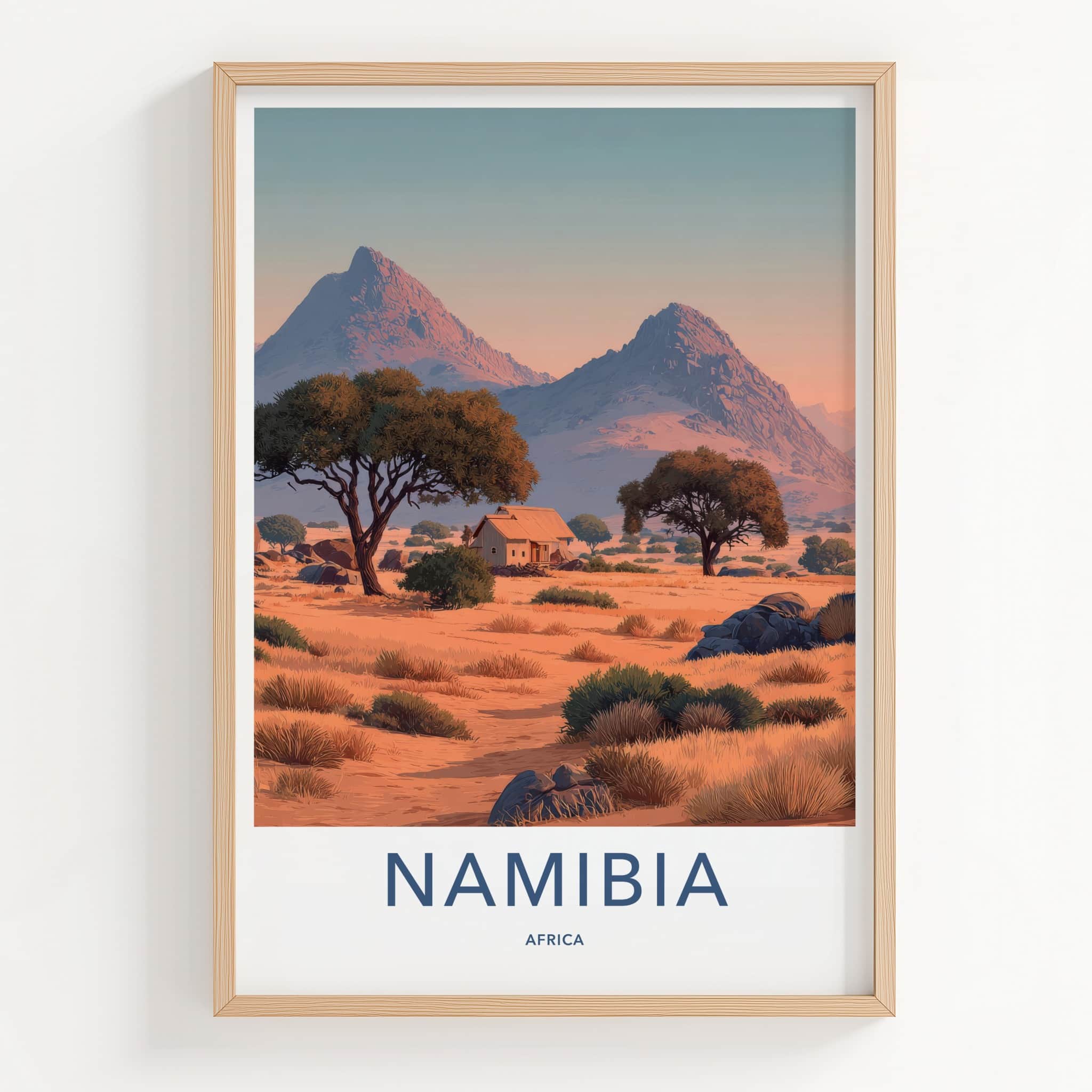 Namibia Poster - Namibia Travel Art - Desert Outback Cabin Wall Decor