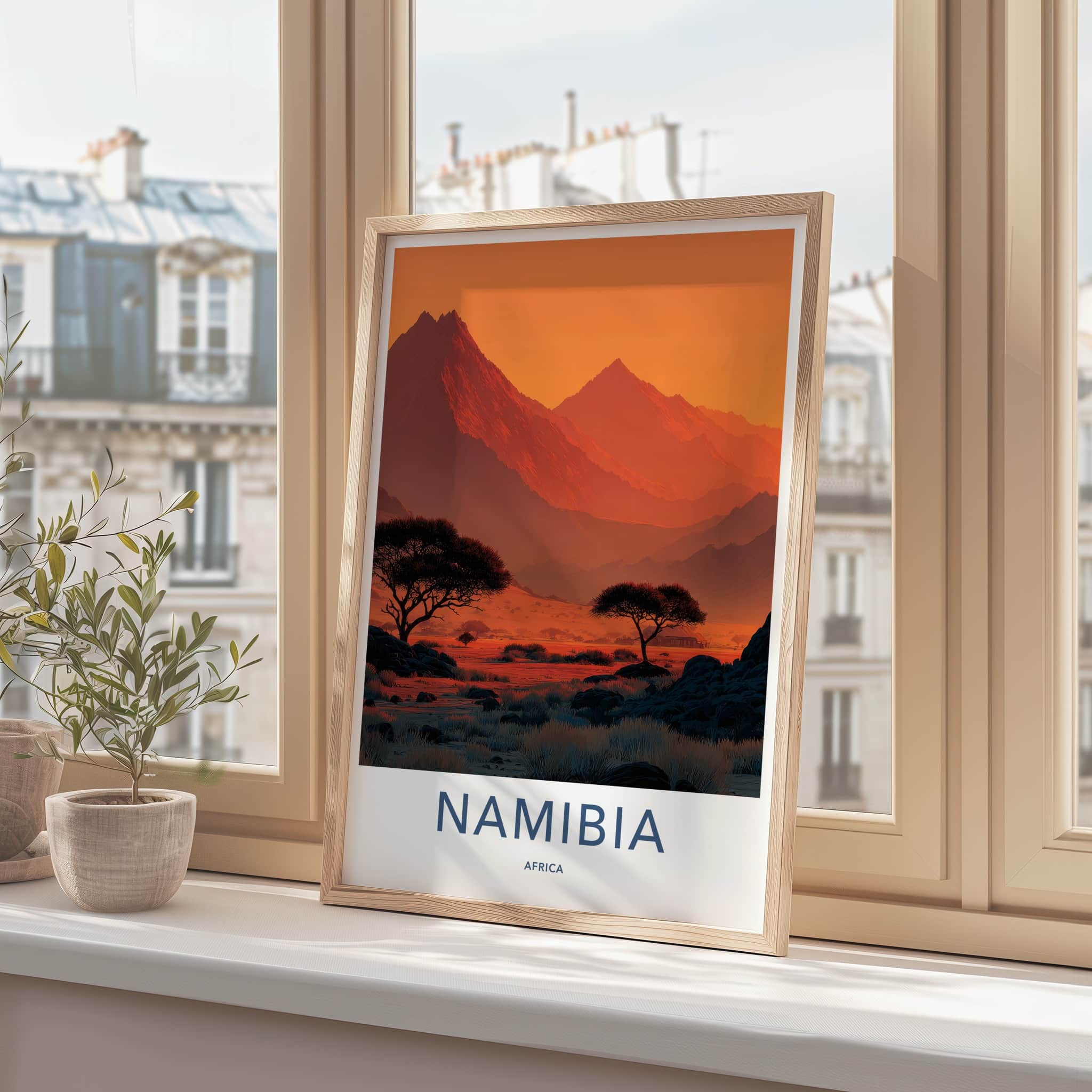 Namibia Poster - Sunset Travel Art - Arid Landscape Sunset Home Decor