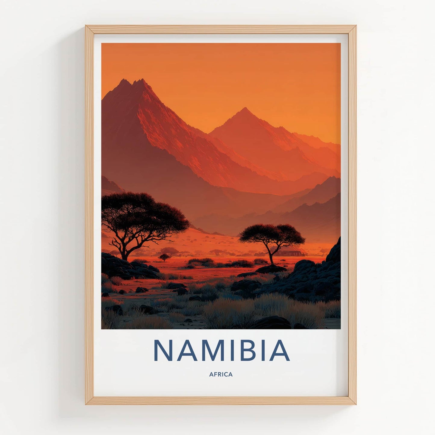 Namibia Poster - Sunset Travel Art - Arid Landscape Sunset Home Decor