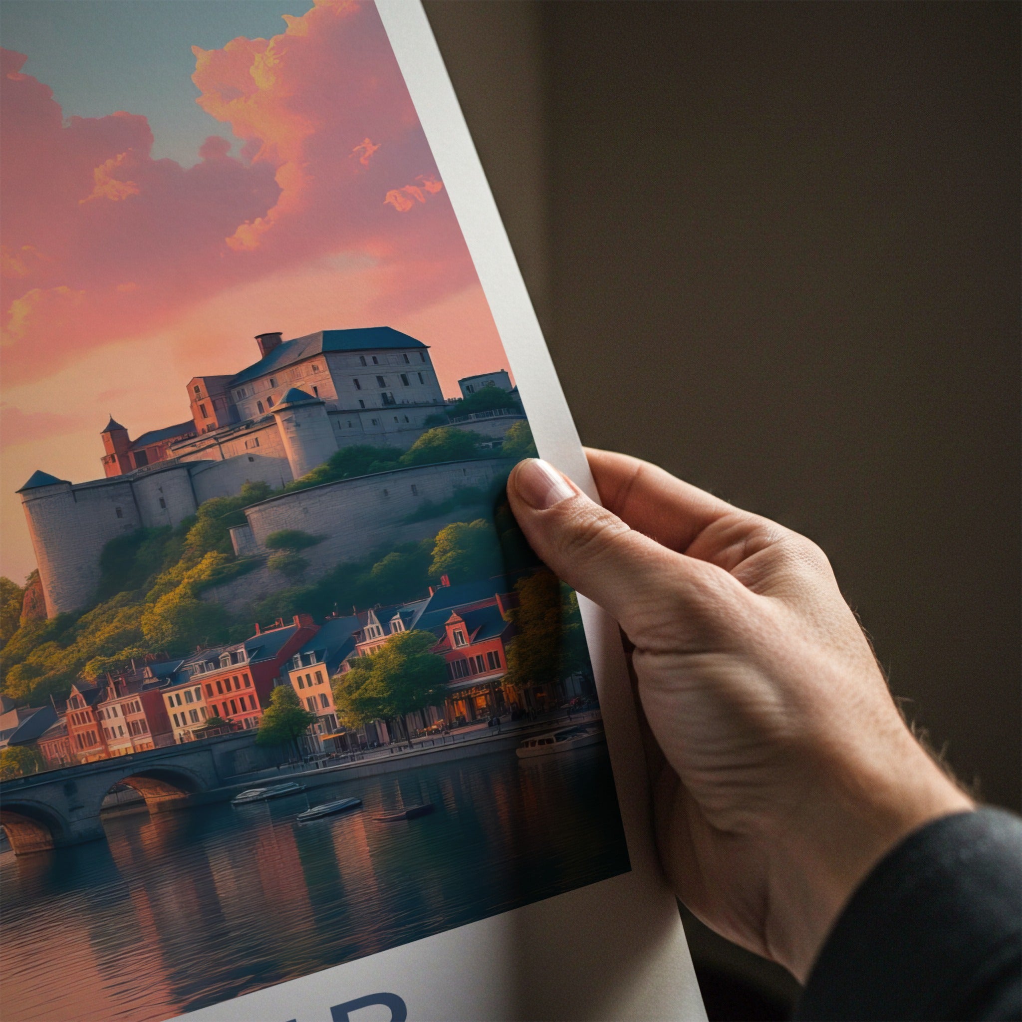 Namur Poster - Belgium Travel Art - Historic River Sunset Home Decor