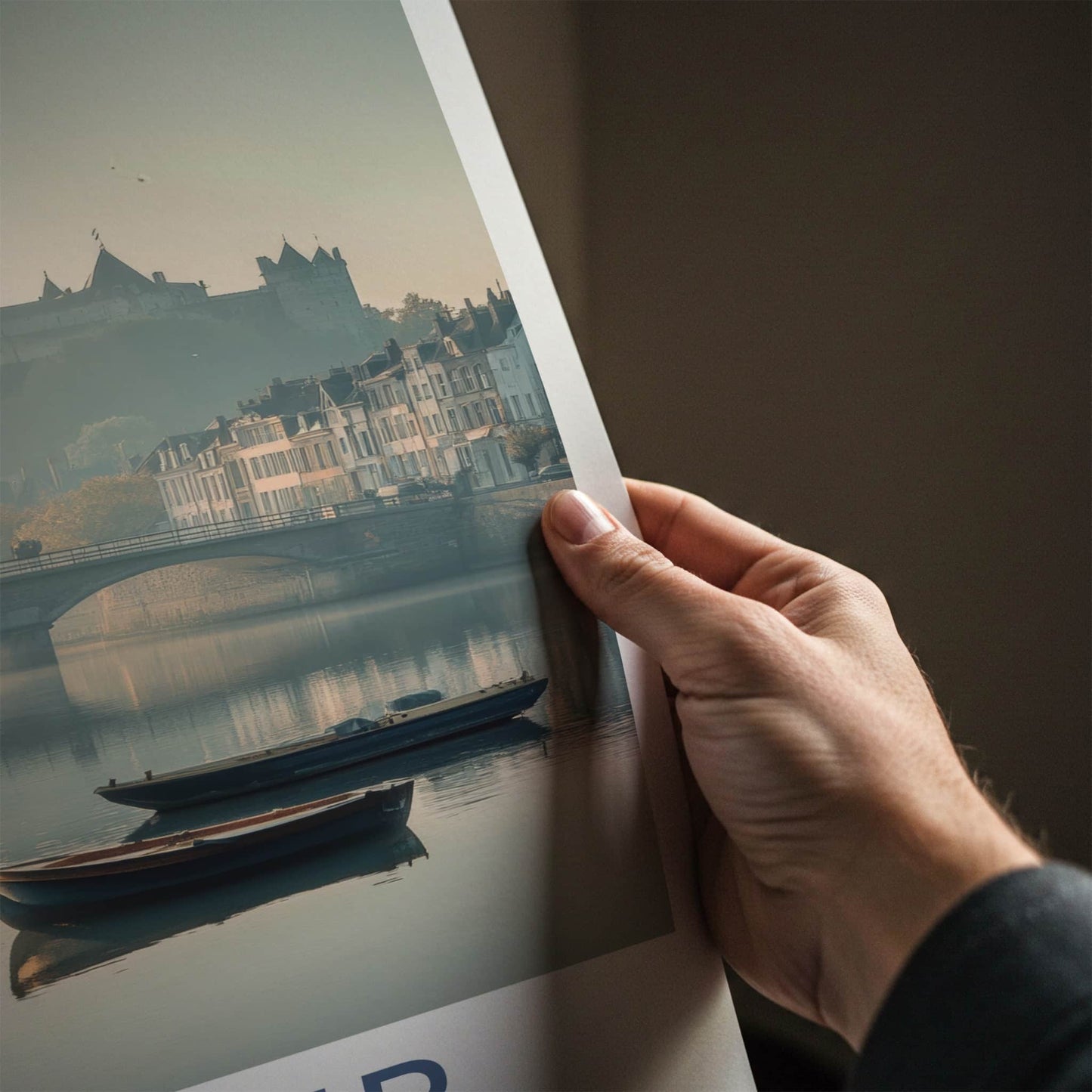 Namur Poster - Belgium Travel Art - Misty River Castle Home Decor