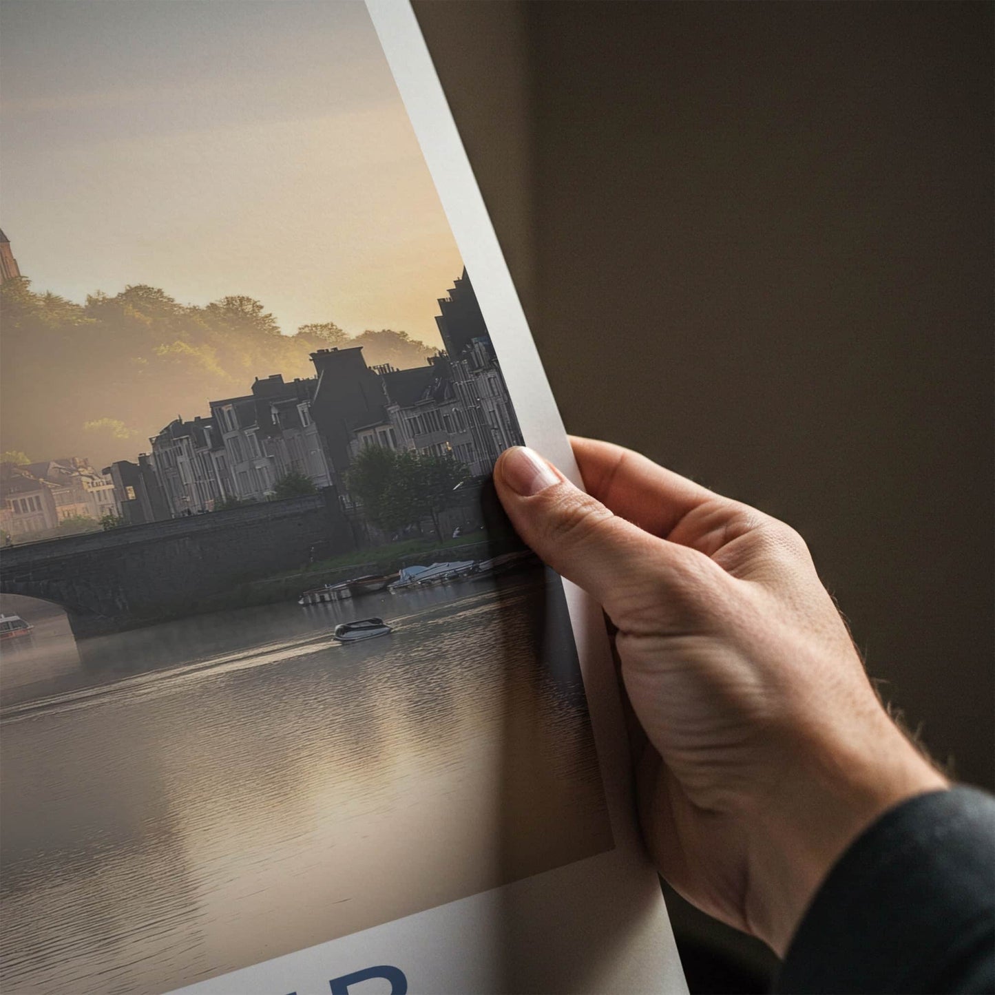 Namur Poster - Belgium Travel Art - Misty River Castle Home Decor