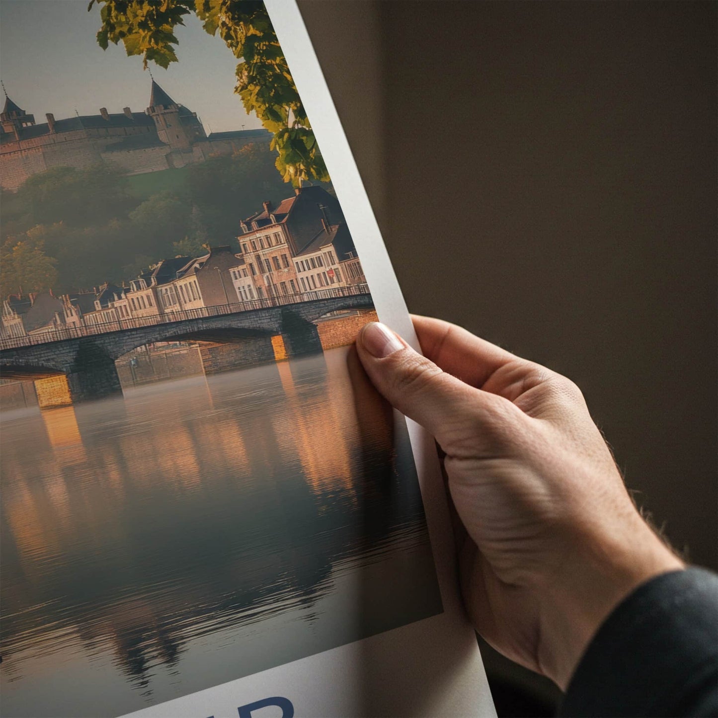Namur Poster - Belgium Travel Art - Morning River Castle Home Decor