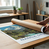 Nanda Devi Poster - India Travel Art - Uttarakhand Mountain River Valley Home Decor