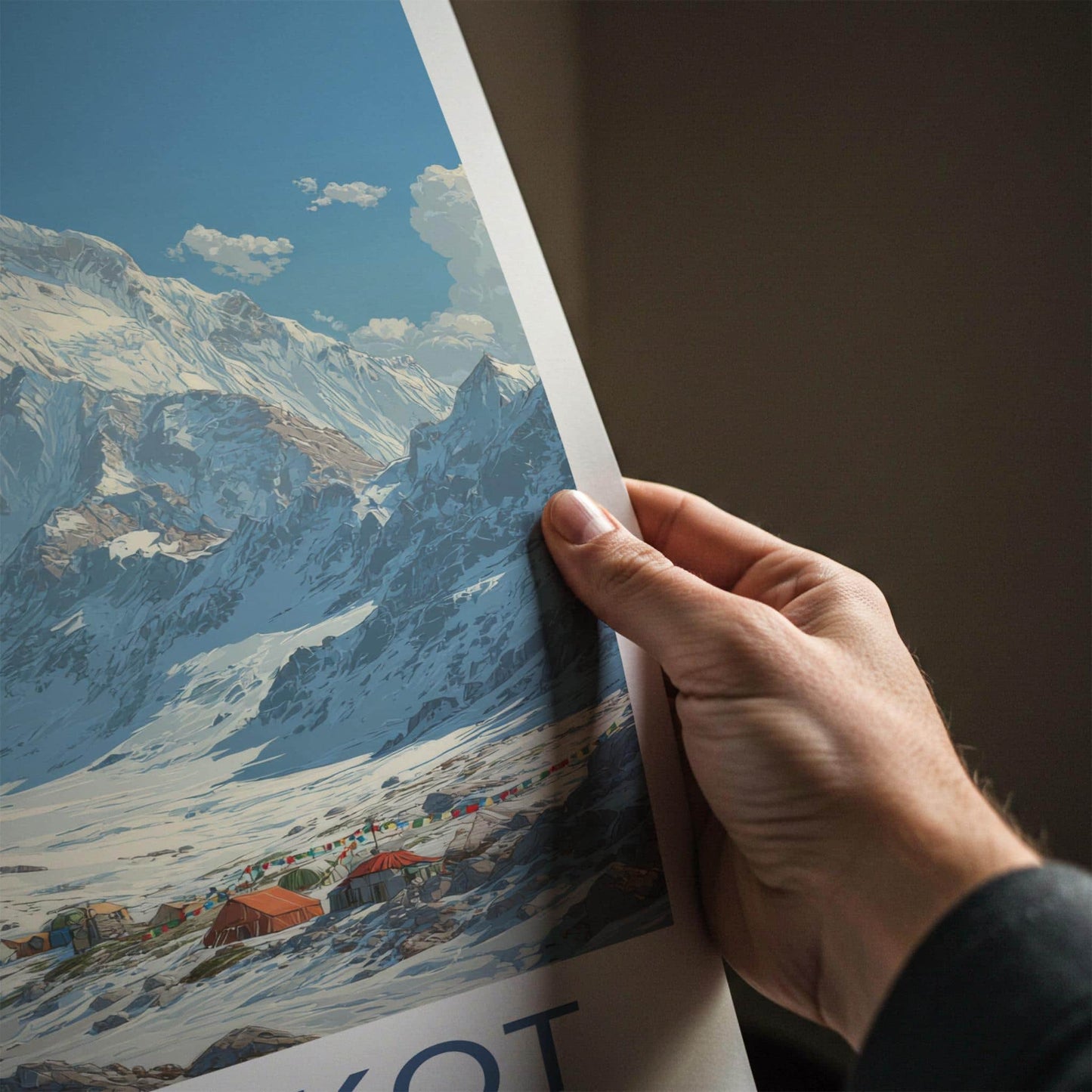 Nanda Kot Poster - India Travel Print - Uttarakhand Alpine Camp Lounge Decor