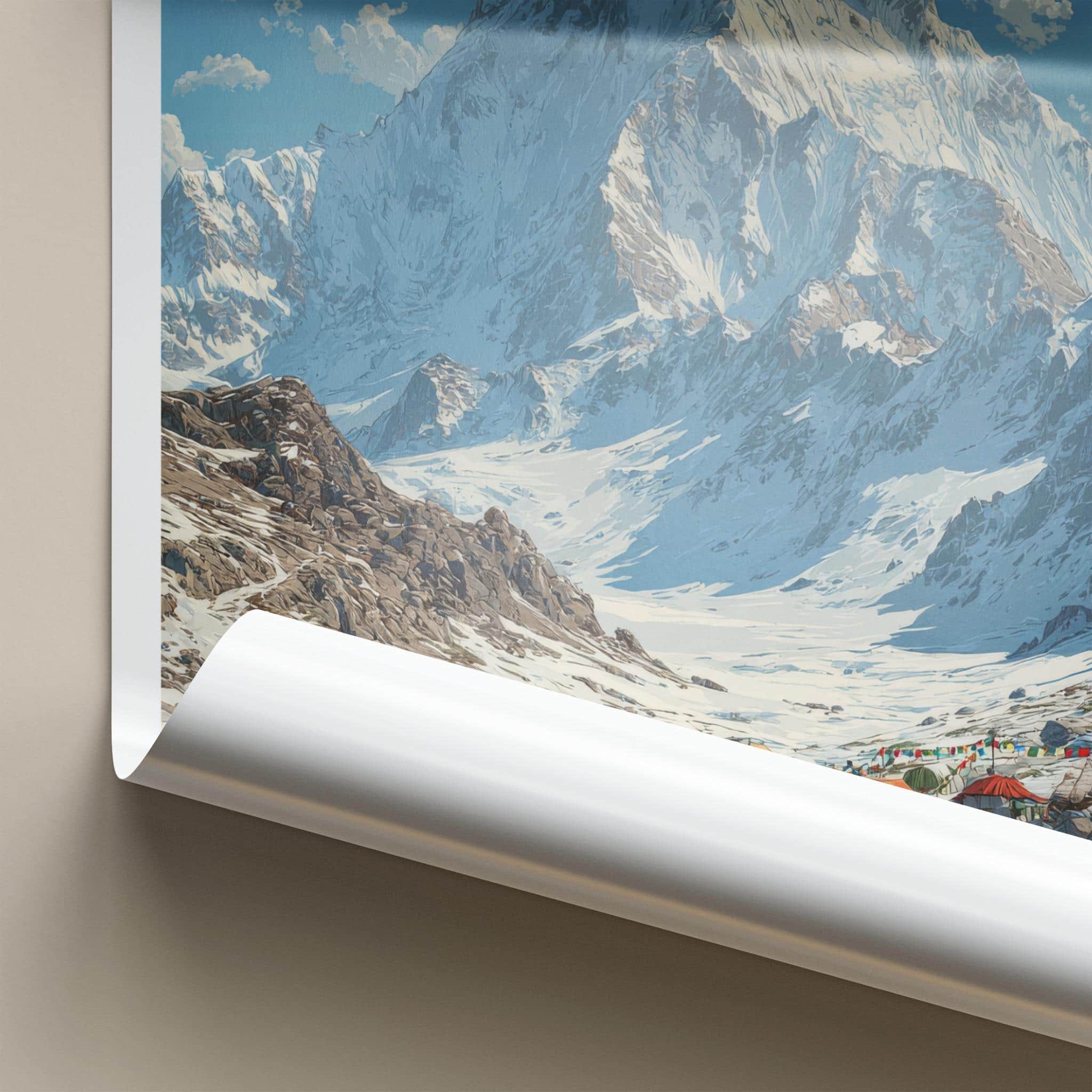 Nanda Kot Poster - India Travel Print - Uttarakhand Alpine Camp Lounge Decor