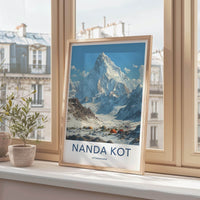 Nanda Kot Poster - India Travel Print - Uttarakhand Alpine Camp Lounge Decor