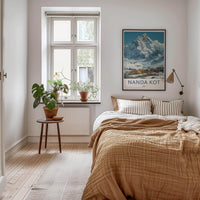 Nanda Kot Poster - India Travel Print - Uttarakhand Campsite Snowy Mountain Wall Decor