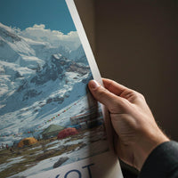 Nanda Kot Poster - India Travel Print - Uttarakhand Campsite Snowy Mountain Wall Decor