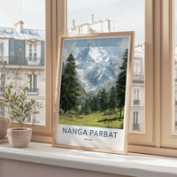 Nanga Parbat Poster - Pakistan Snow Covered Peaks Art