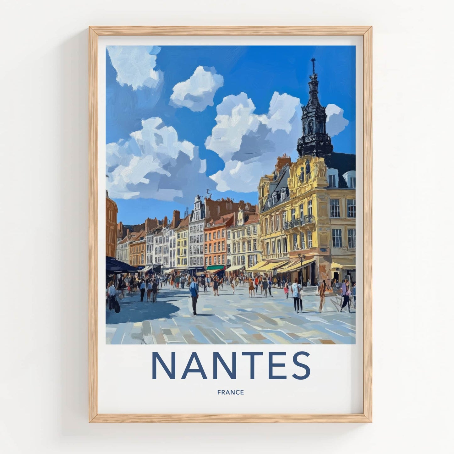 Nantes Poster - France Framed Print - Historic Street Scene Framed Decor