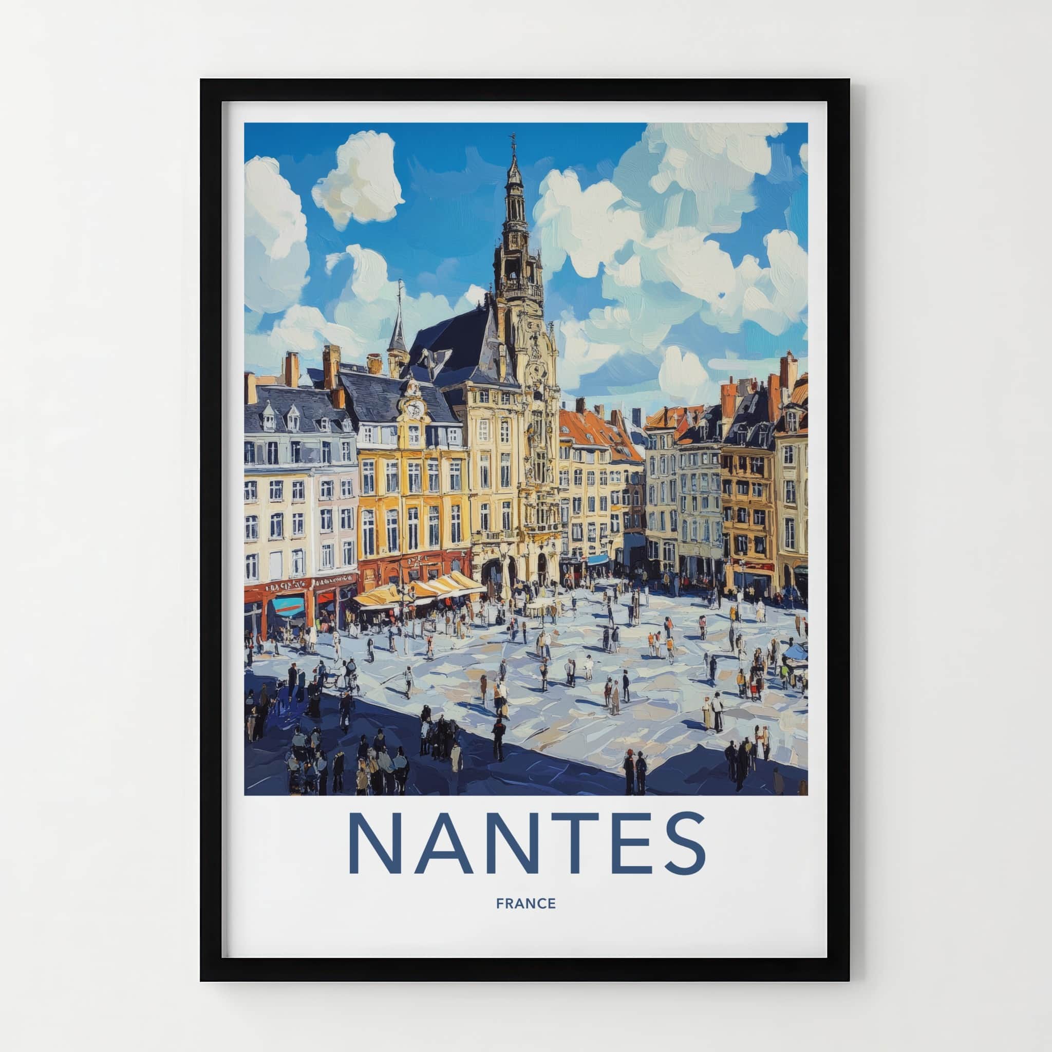 Nantes Poster - France Framed Print - Vibrant Urban Scene Lounge Decor