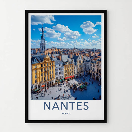 Nantes Poster - France Travel Art - Bustling City Square Wall Decor