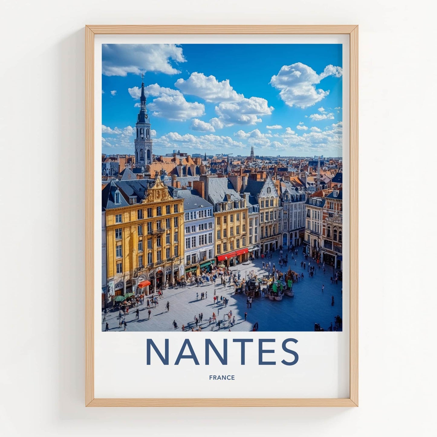 Nantes Poster - France Travel Art - Bustling City Square Wall Decor