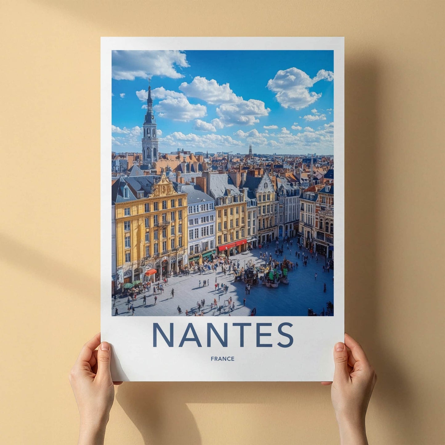 Nantes Poster - France Travel Art - Bustling City Square Wall Decor