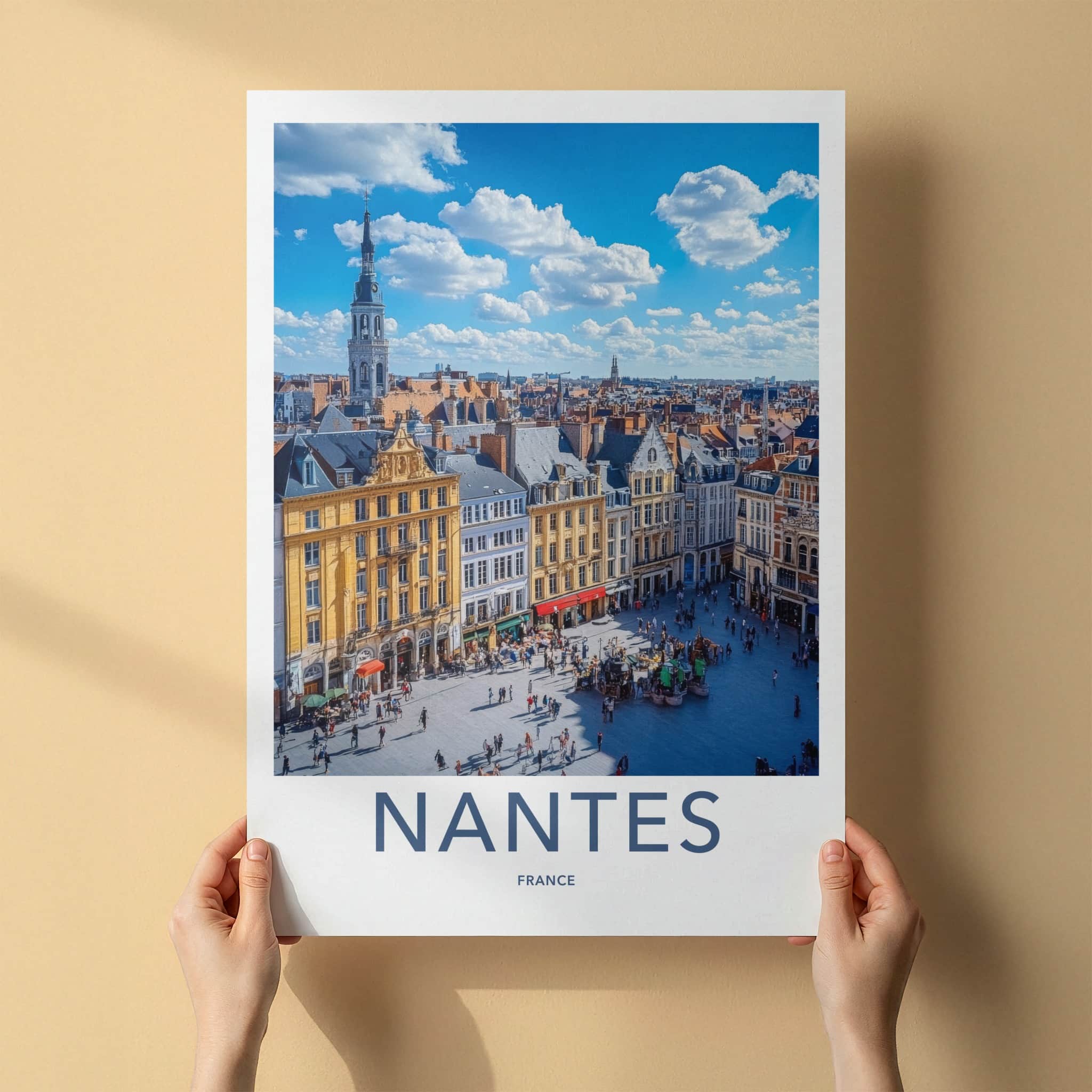 Nantes Poster - France Travel Art - Bustling City Square Wall Decor