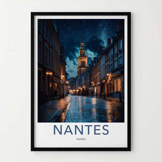 Nantes Poster - France Travel Print - Starry Tower Street Framed Decor