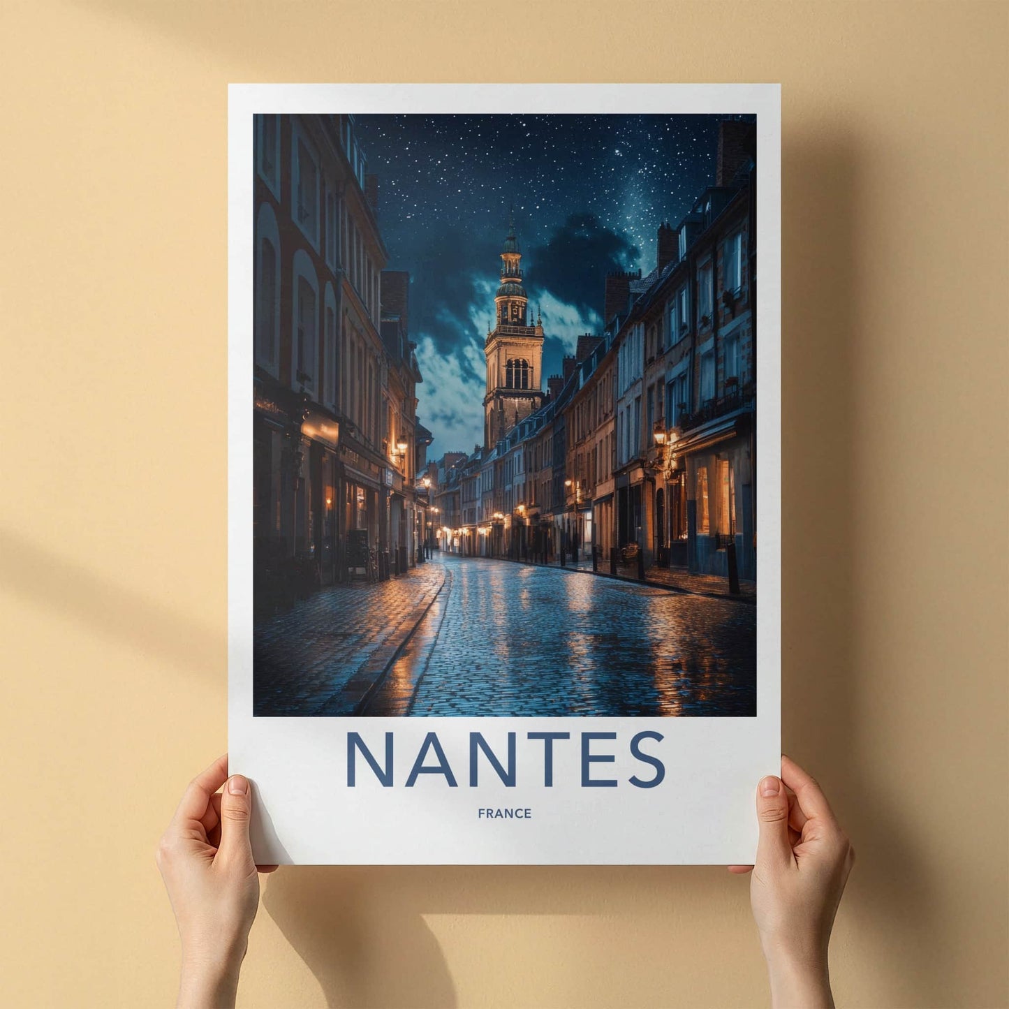 Nantes Poster - France Travel Print - Starry Tower Street Framed Decor