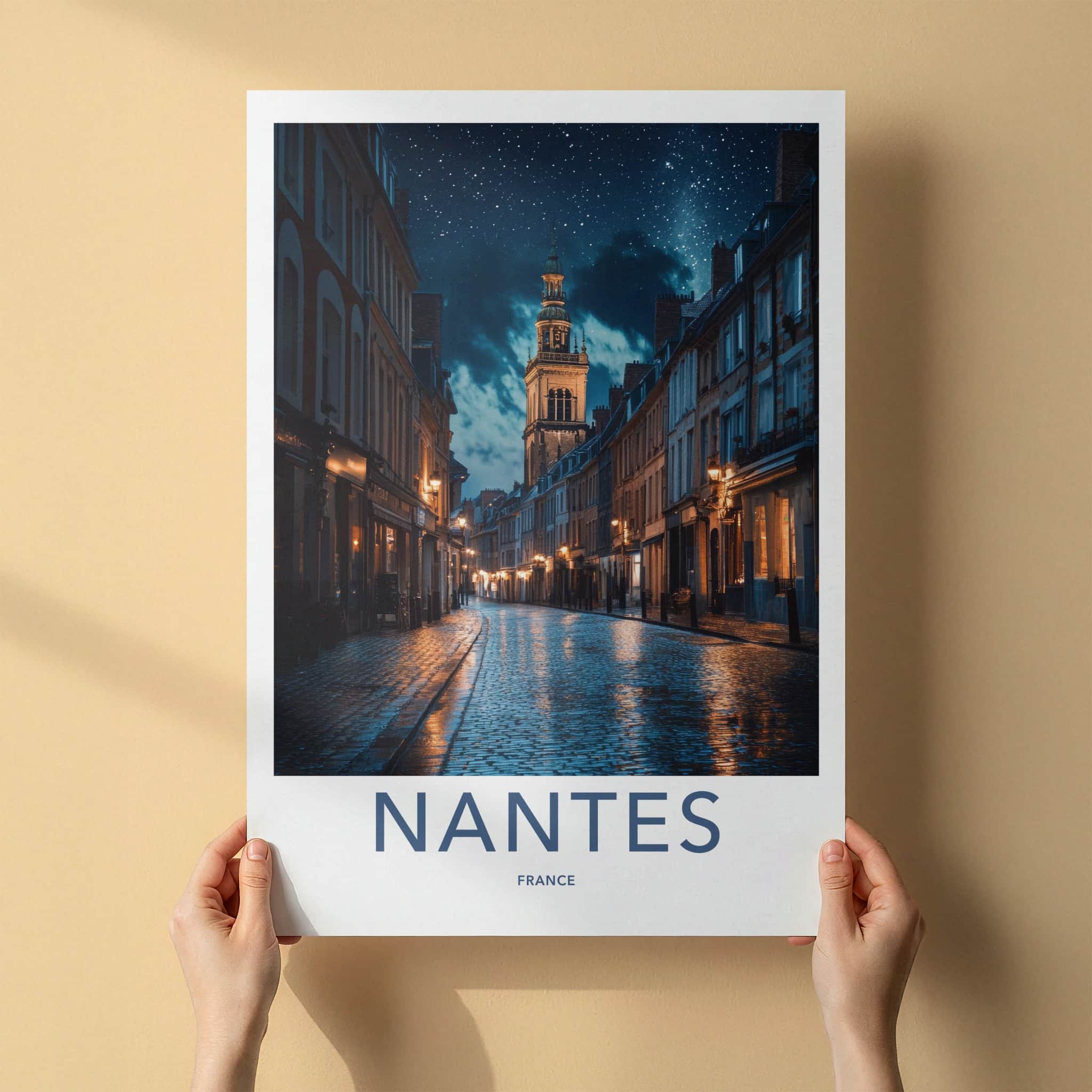 Nantes Poster - France Travel Print - Starry Tower Street Framed Decor