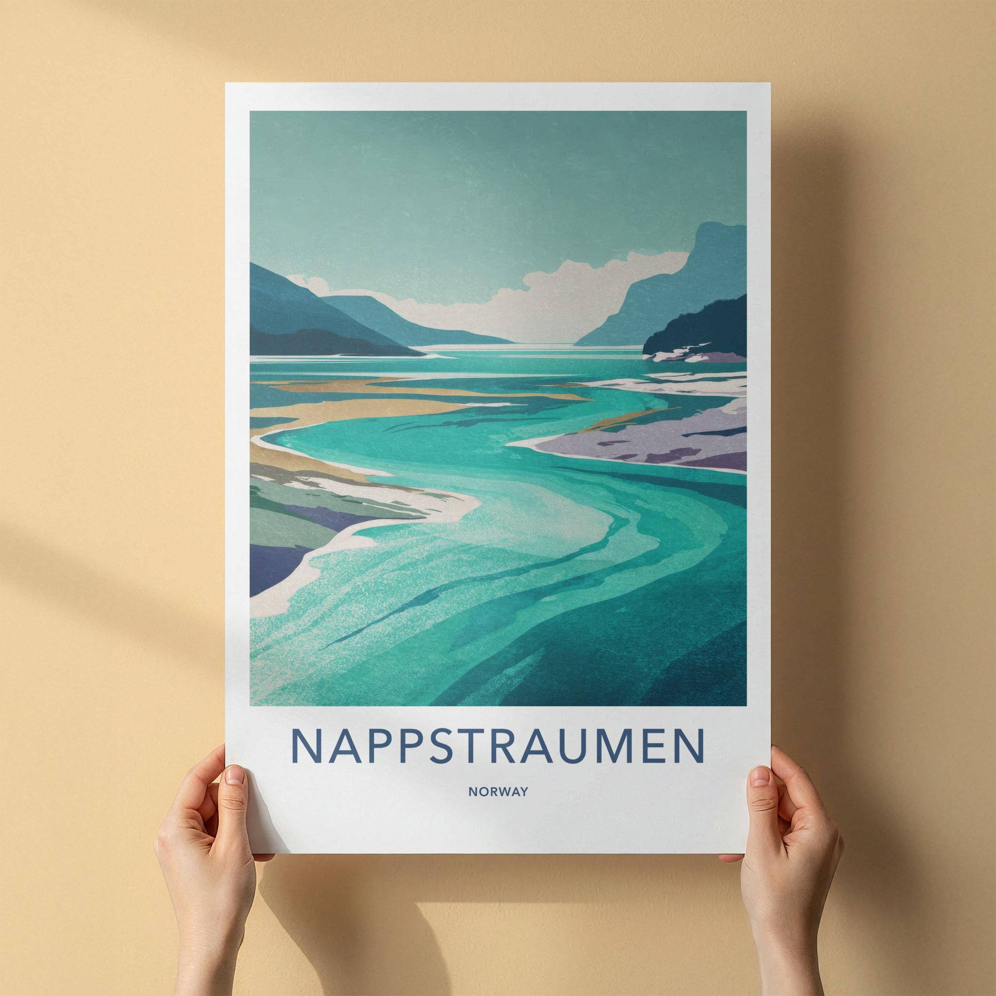 NAPPSTRAUMEN Poster - Norway Travel Art - Vibrant Fjord Landscape Home Decor