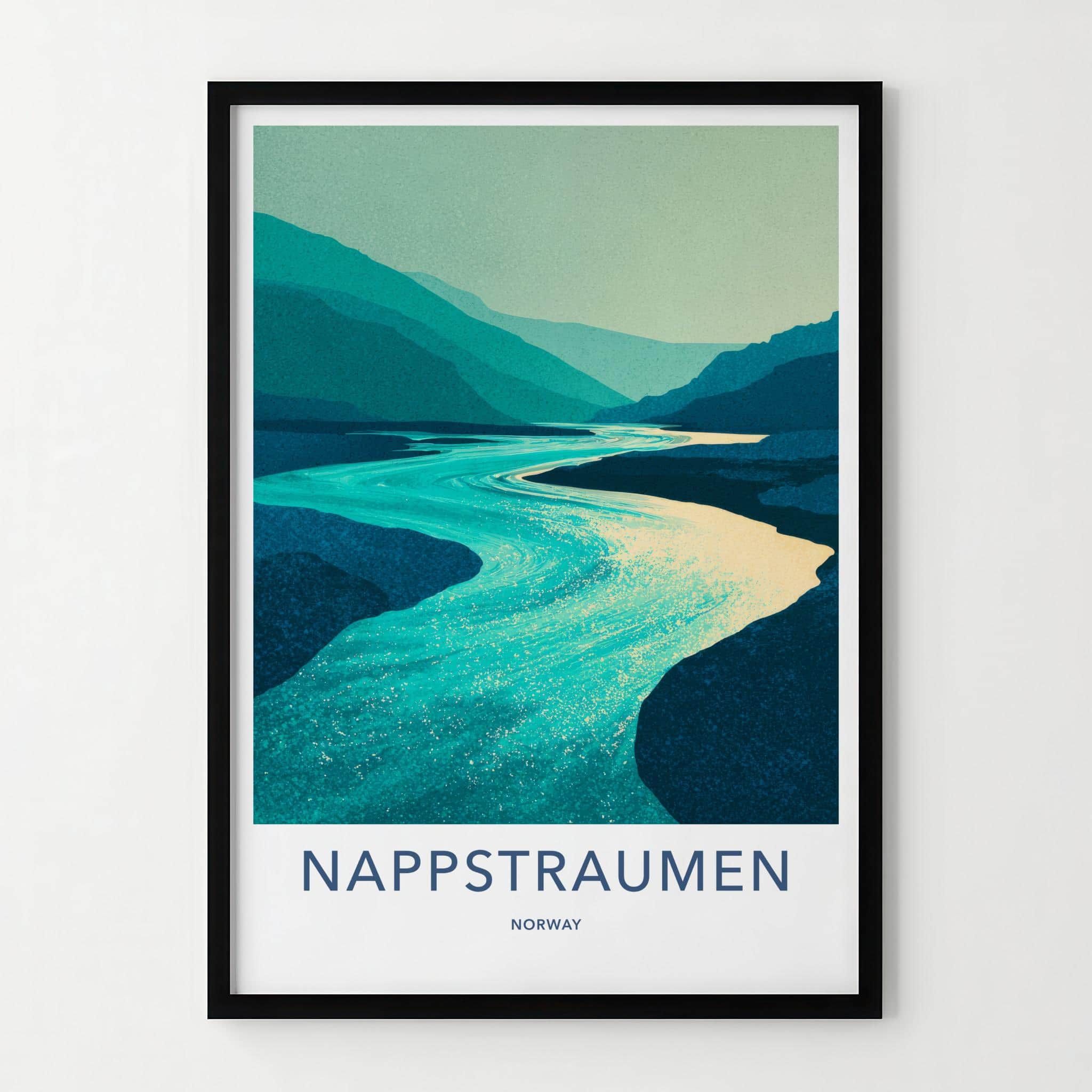 Nappstraumen Poster - Norway Wall Art - Winding River Mountains Home Decor