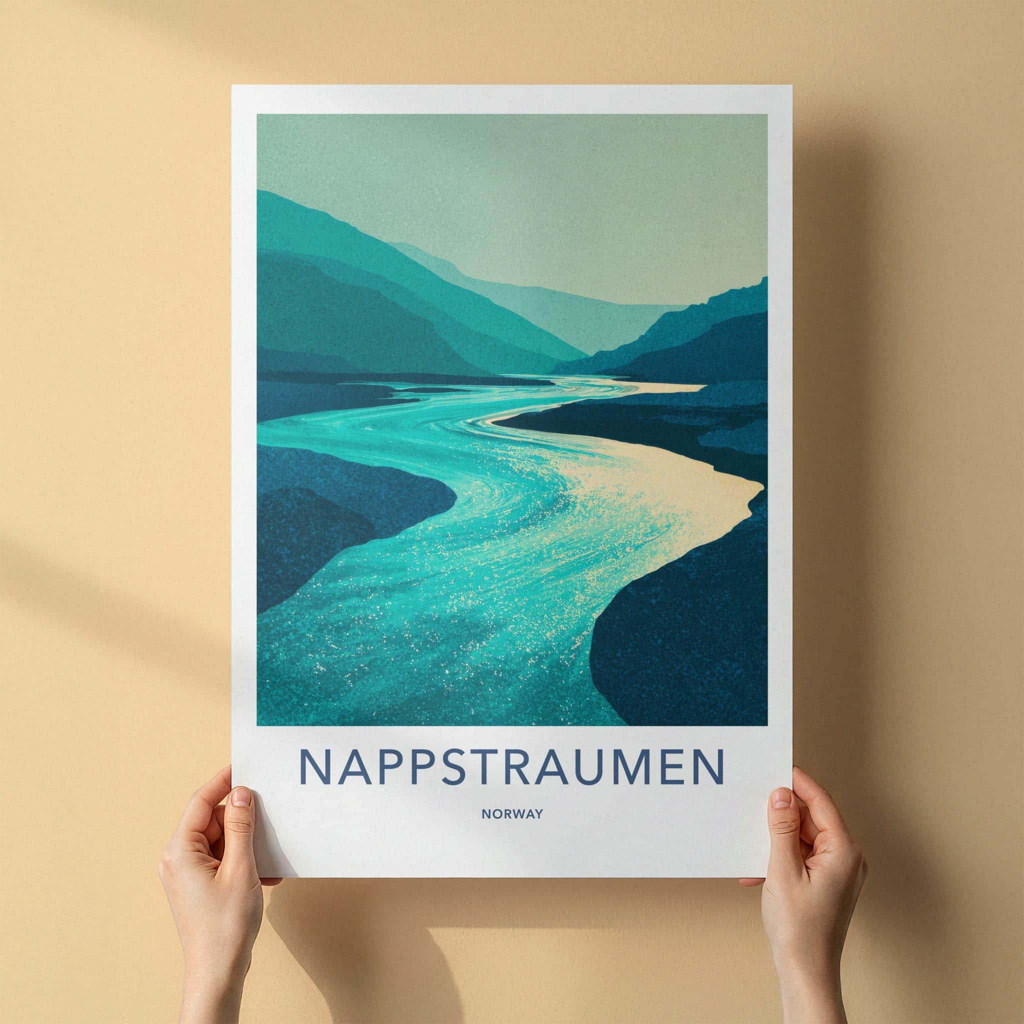 Nappstraumen Poster - Norway Wall Art - Winding River Mountains Home Decor