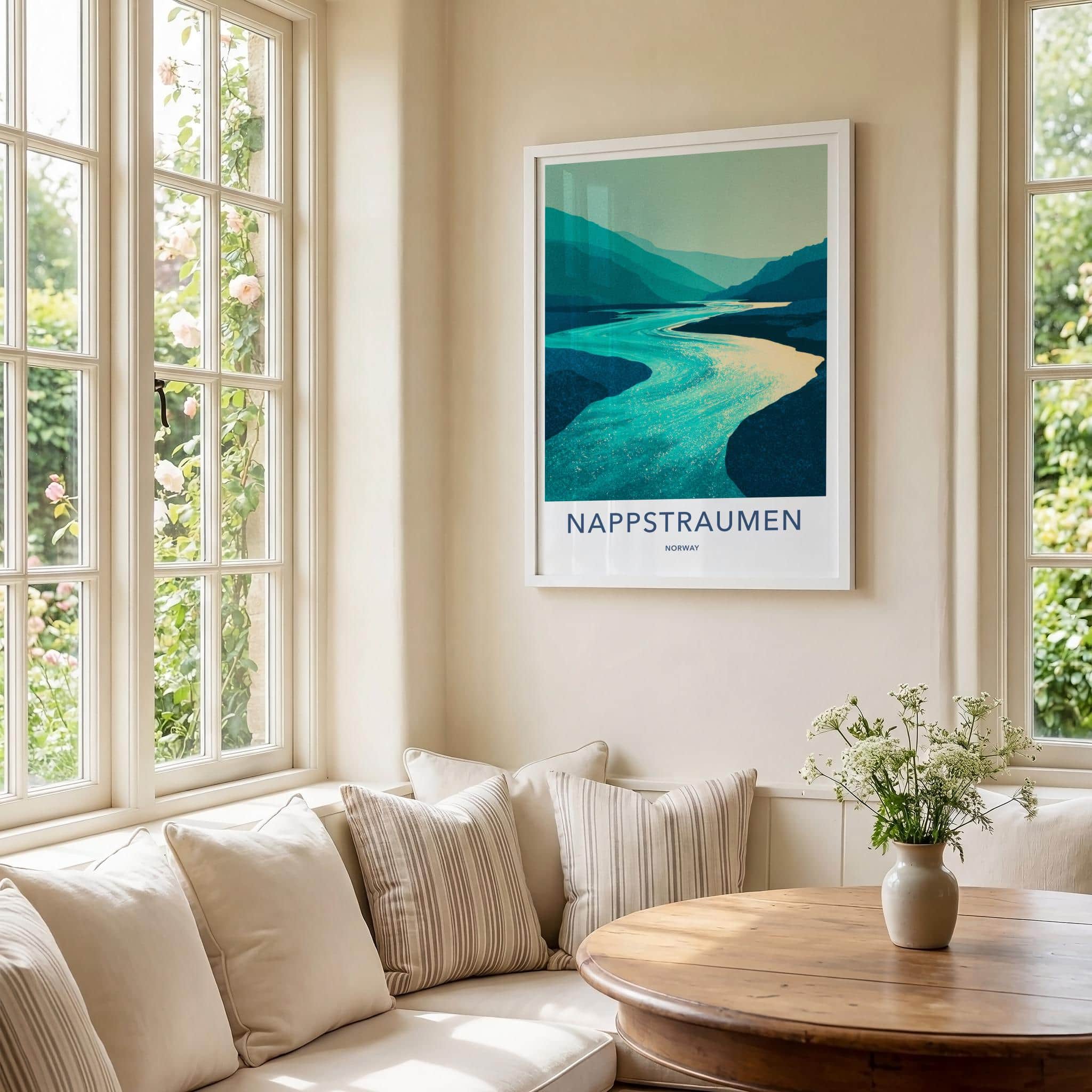 Nappstraumen Poster - Norway Wall Art - Winding River Mountains Home Decor