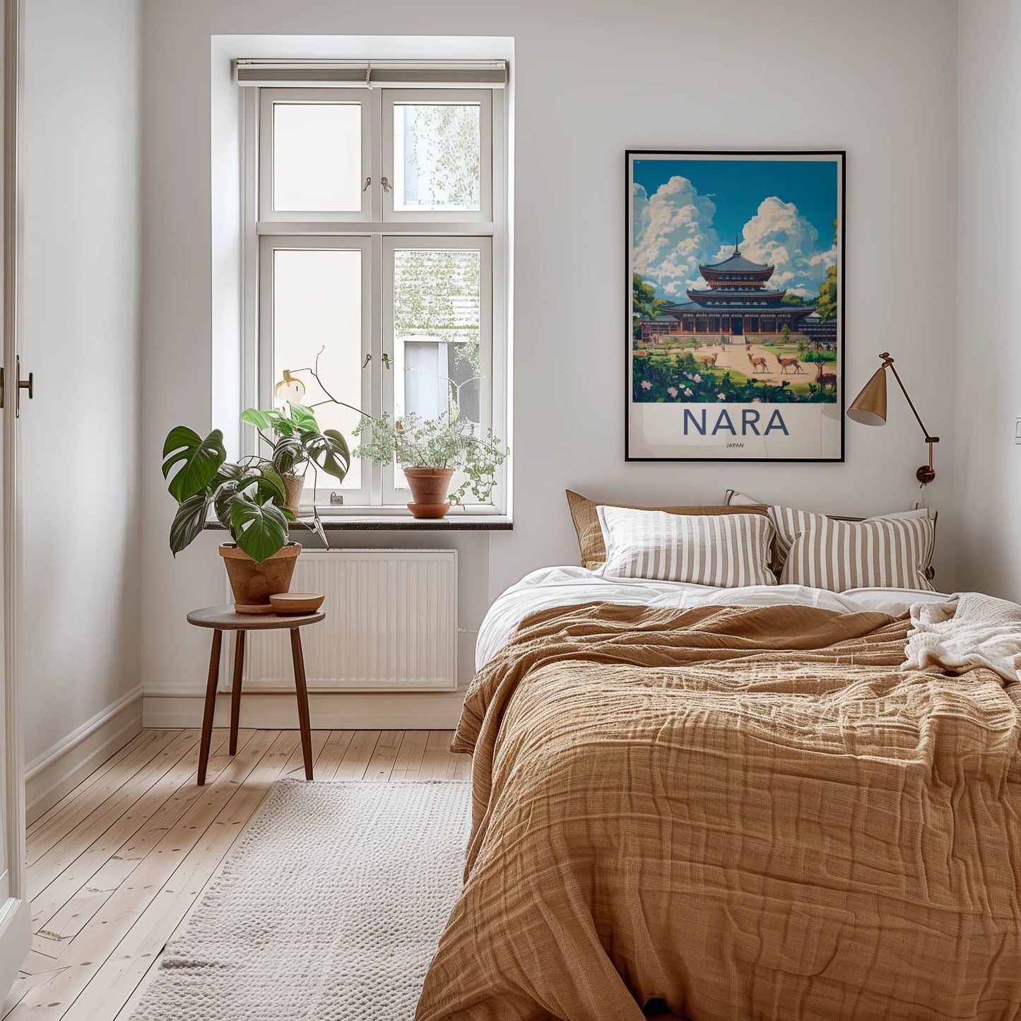 Nara Poster - Japan Framed Print - Temple Garden Deer Framed Decor