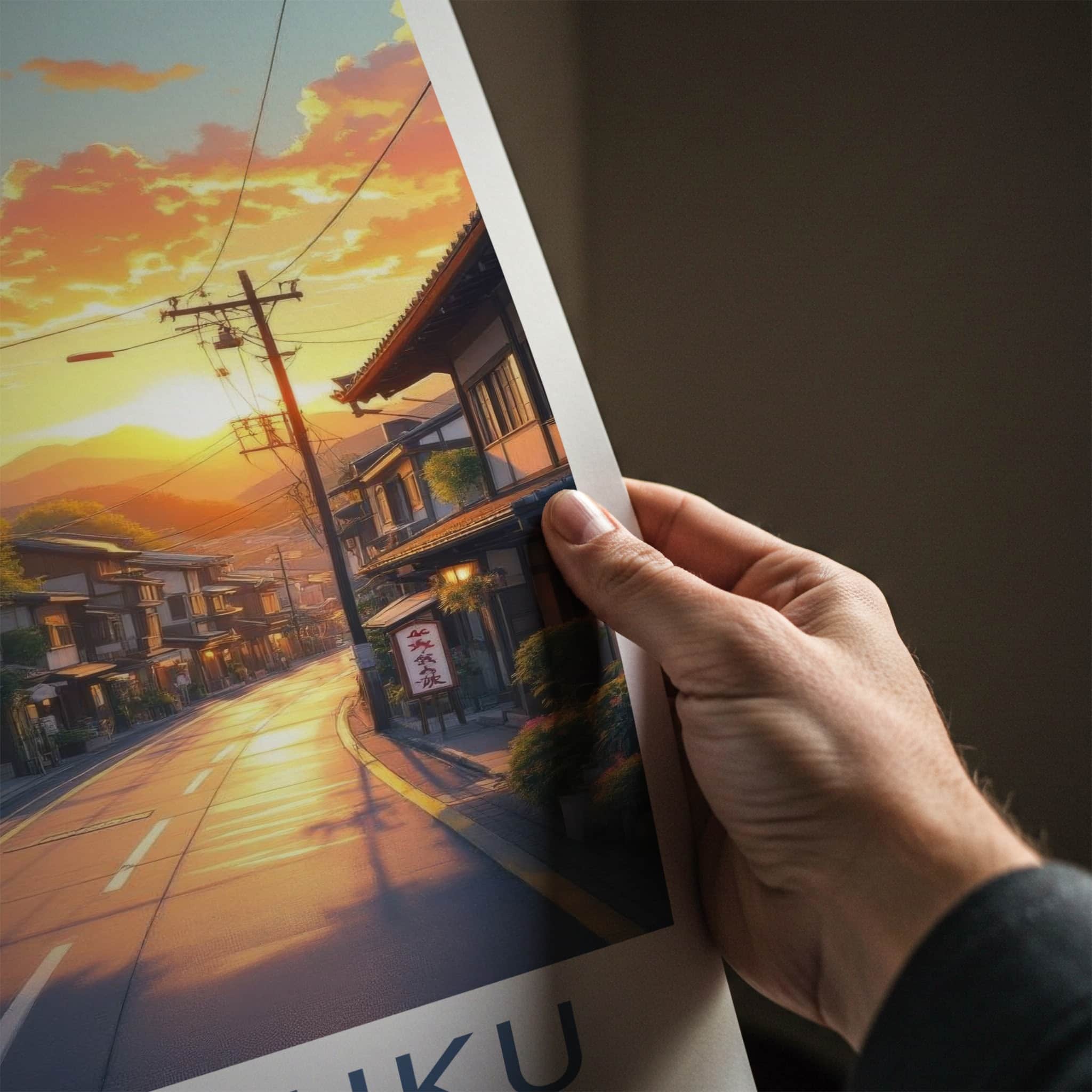 Narai-Juku Poster - Japan Travel Art - Golden Sunset Street Home Decor