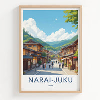 Narai-Juku Poster - Japan Travel Art - Historic Mountain Village Home Decor