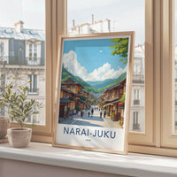 Narai-Juku Poster - Japan Travel Art - Historic Mountain Village Home Decor