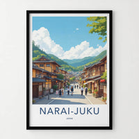Narai-Juku Poster - Japan Travel Art - Historic Mountain Village Home Decor