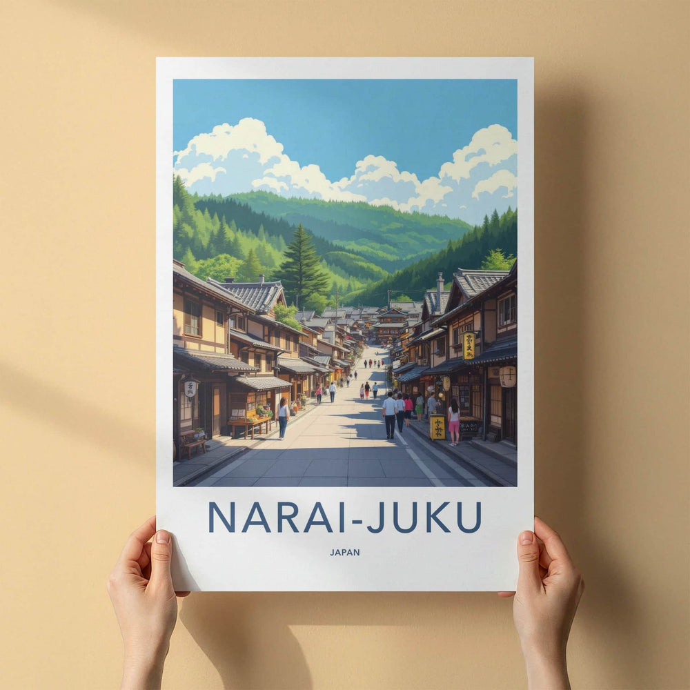 Narai-Juku Poster - Japan Travel Art - Historic Street Scene Home Decor