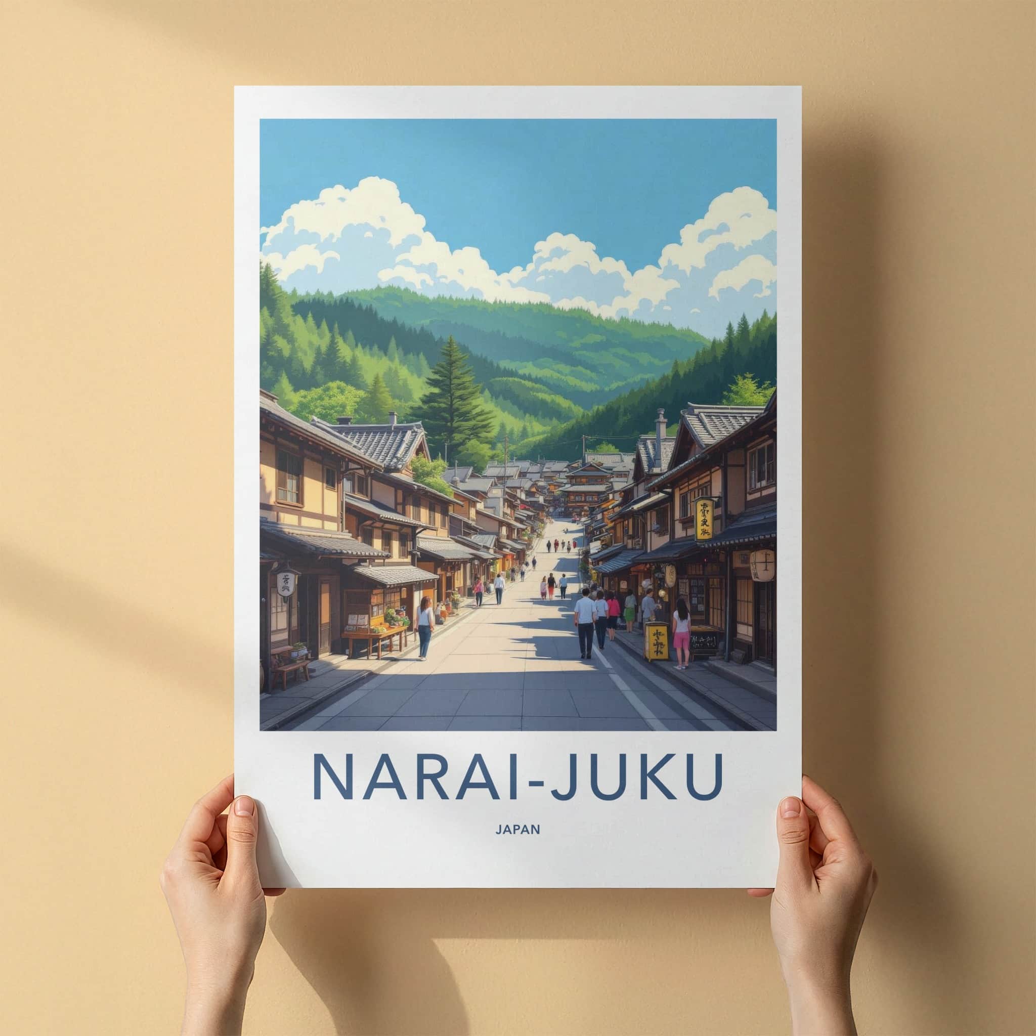 Narai-Juku Poster - Japan Travel Art - Historic Street Scene Home Decor