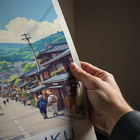 Narai-Juku Poster - Japan Travel Art - Historic Village Street Home Decor