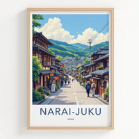 Narai-Juku Poster - Japan Travel Art - Historic Village Street Home Decor
